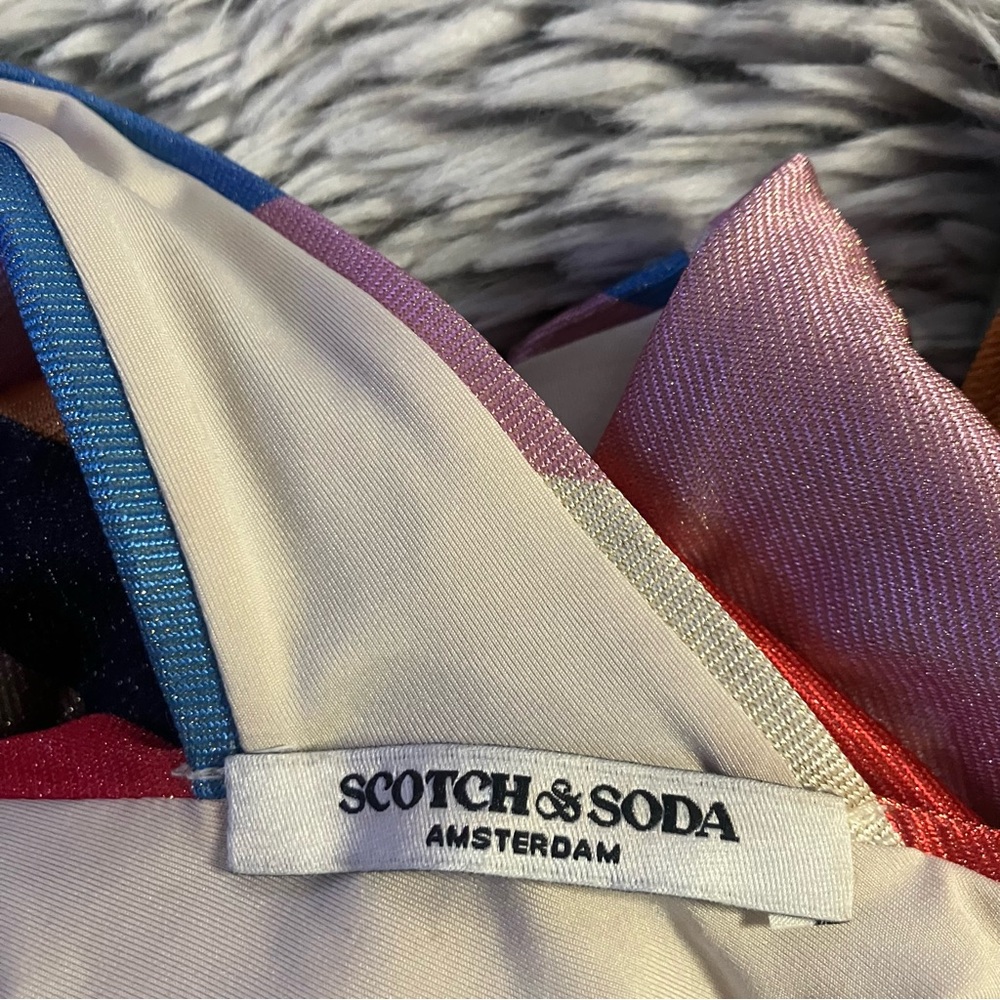 Scotch & Soda - X SMALL- Metallic one piece swimsuit Multi Color Stripe Sparkly - Picture 3 of 12